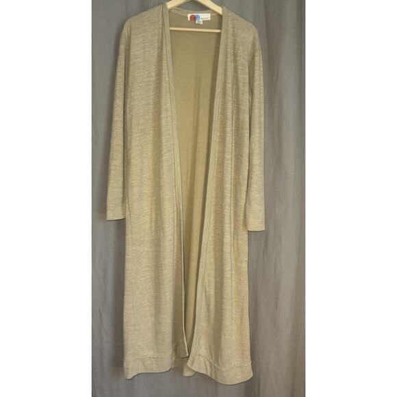 Free People Beach Boho Long Tan Cardigan Open Front Duster Neutral Size Xsmall - Picture 4 of 14